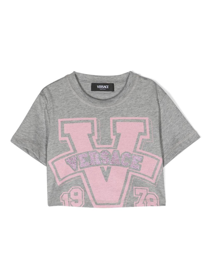 T-shirt grigio/rosa bambina