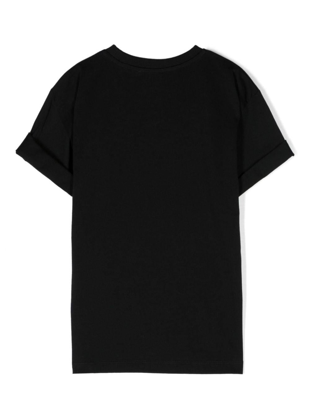 t-shirt nera bambina HVM03RLAA02 60100 MOSCHINO KIDS 