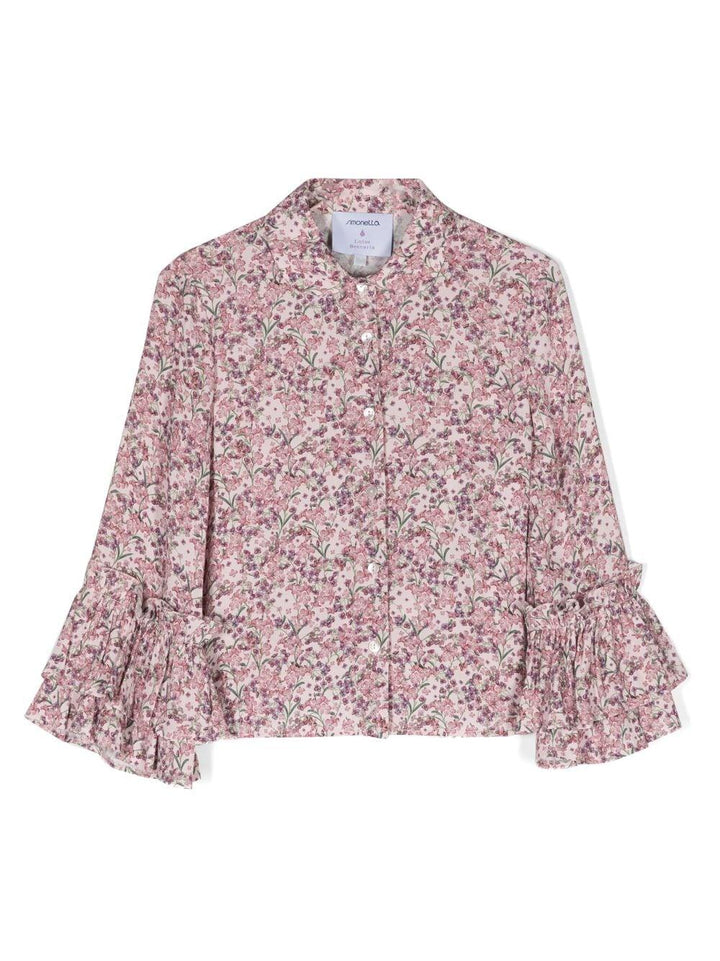Camcia rosa chiaro bambina tema a fiori