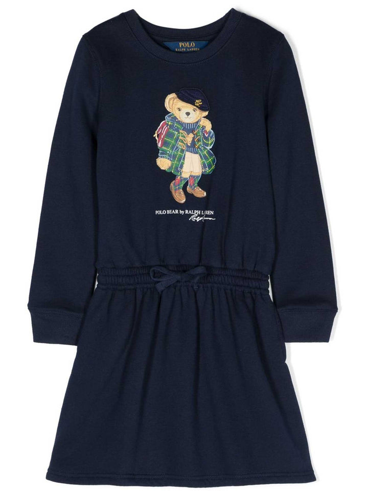 Abito blu bambina con stampa 312916767 002 RALPH LAUREN KIDS 