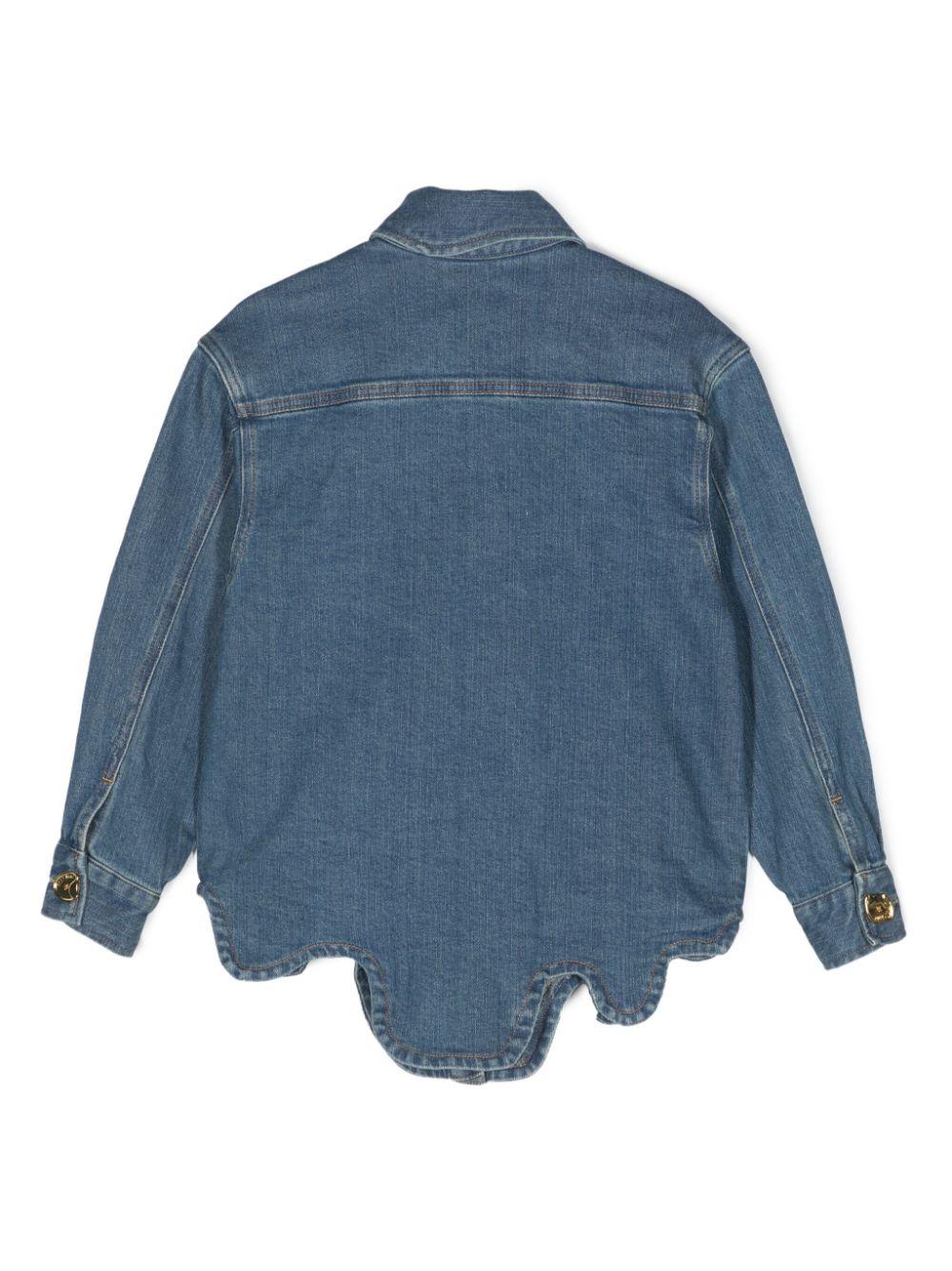 Giacca indaco bambina con ricamo