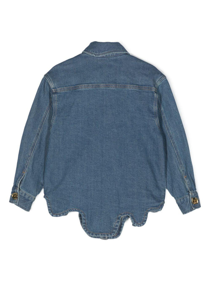 Giacca indaco bambina con ricamo