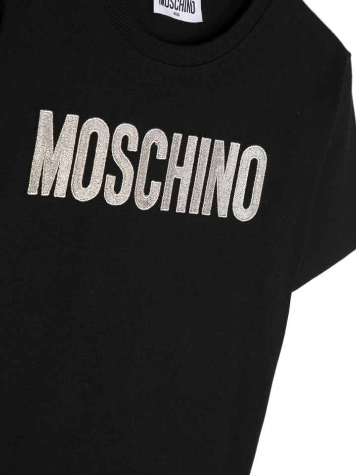 T-shirt nera bambina con logo