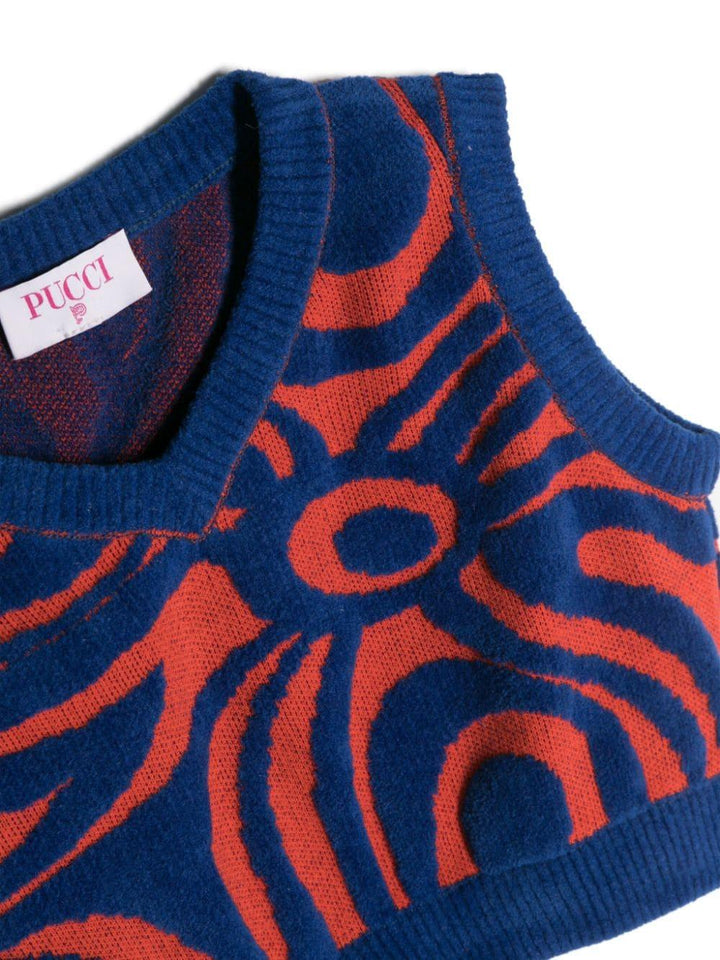 Gilet blu/arancio bambina