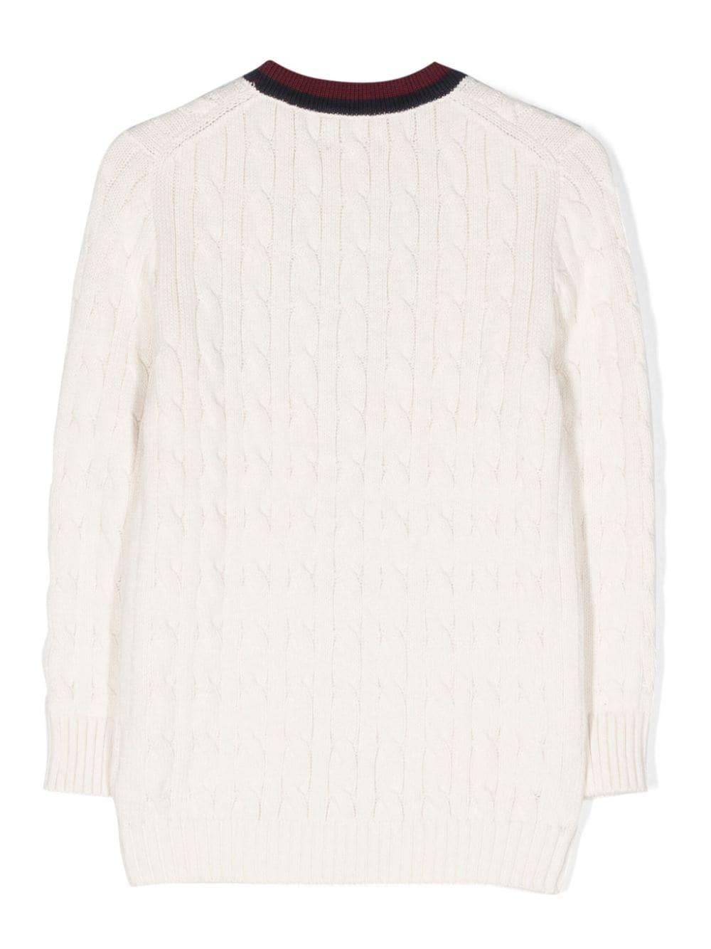 Cardigan bianco e multicolor bambina con logo 313916555 001 RALPH LAUREN KIDS 