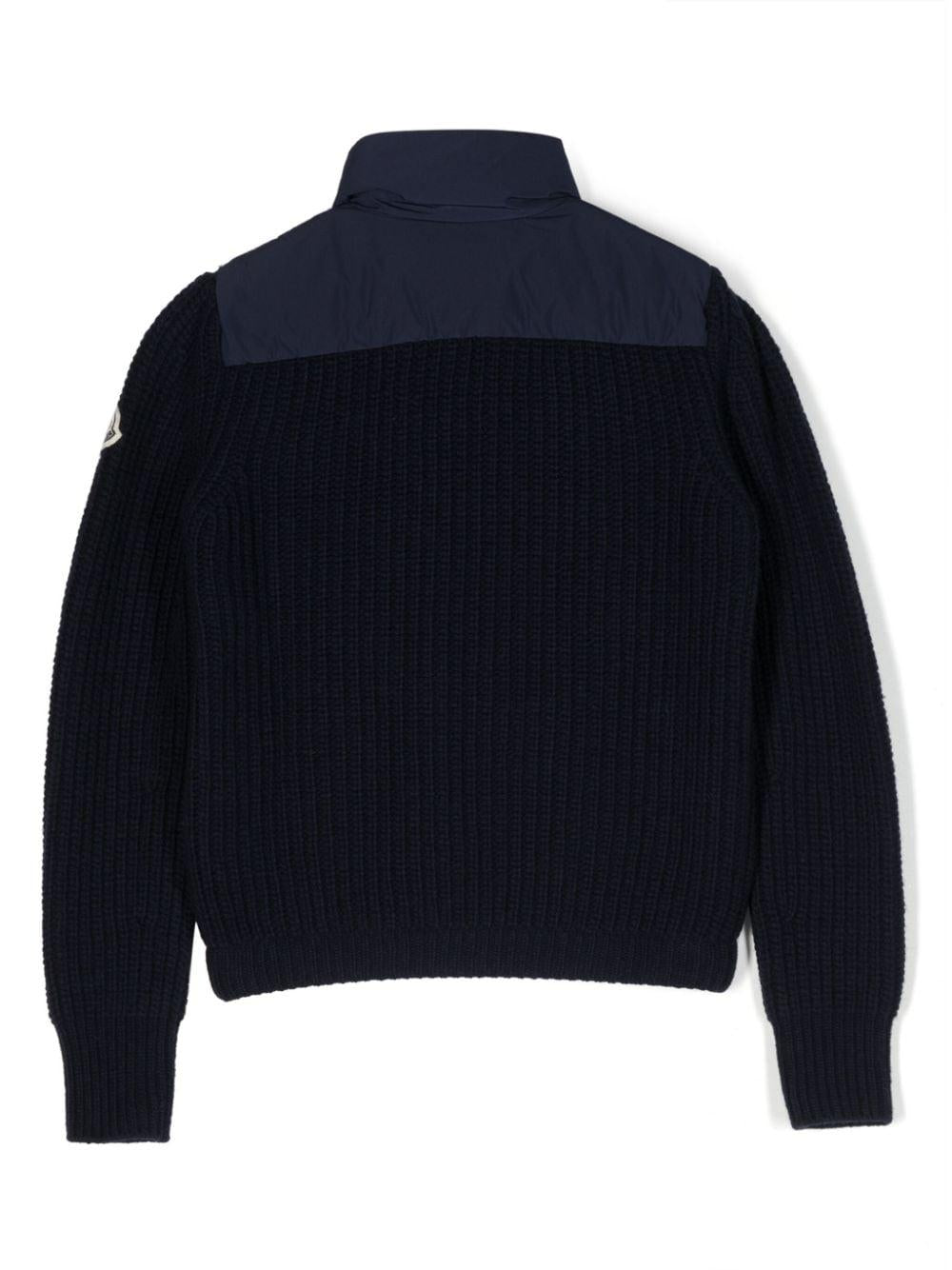 Cardigan blu bambino con tasche<BR/> 9B00004M1241 750 Moncler Kids 