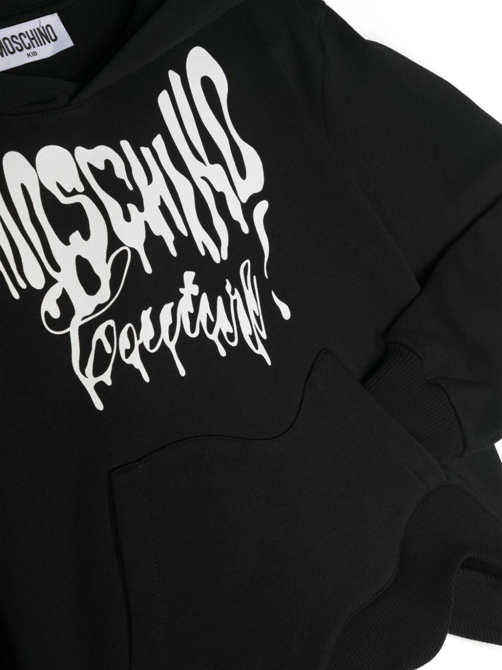 Felpa nera bambina con stampa