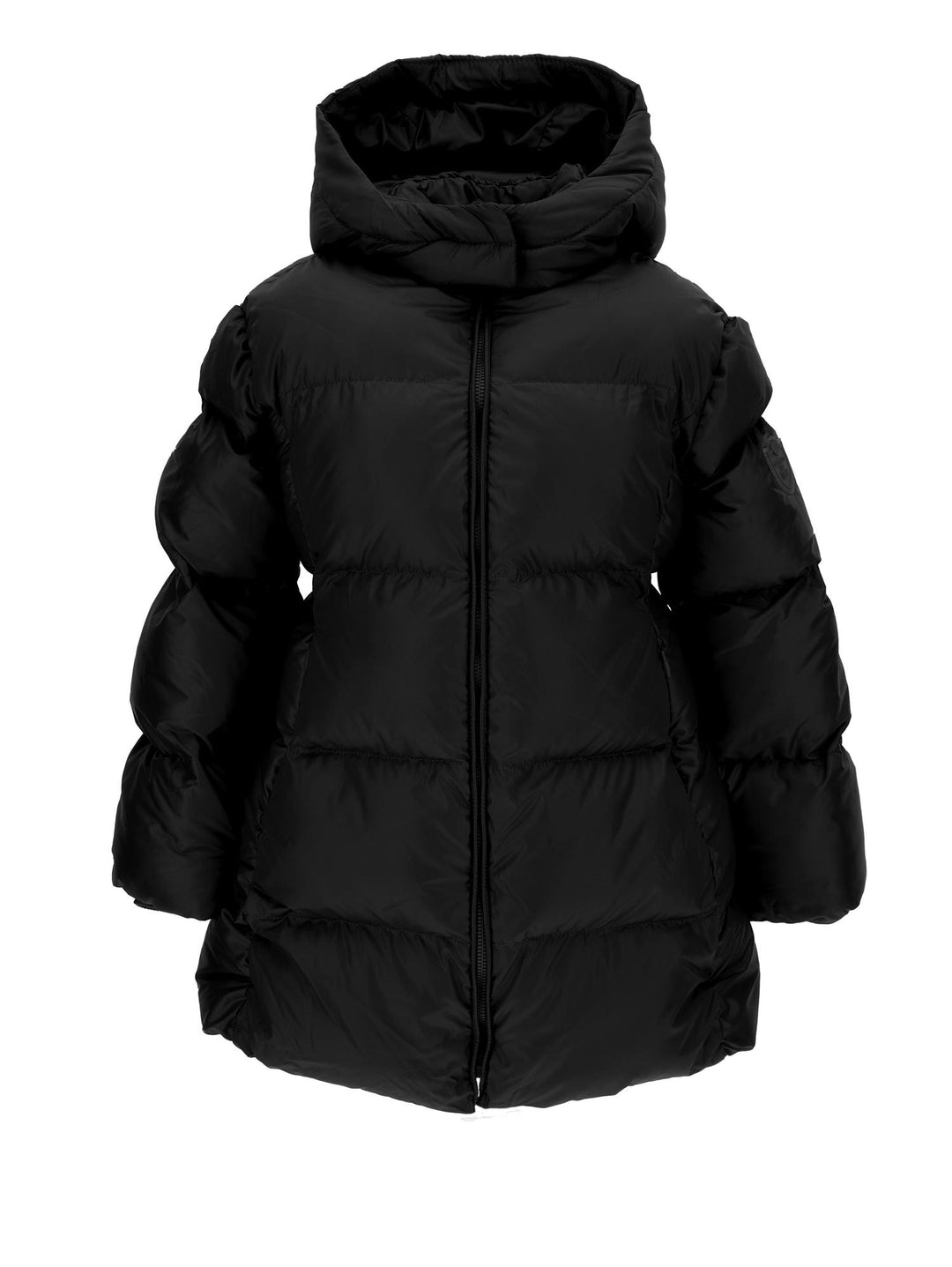 Piumino nero bambina con cappuccio 17B1002040 0050 Monnalisa kids 