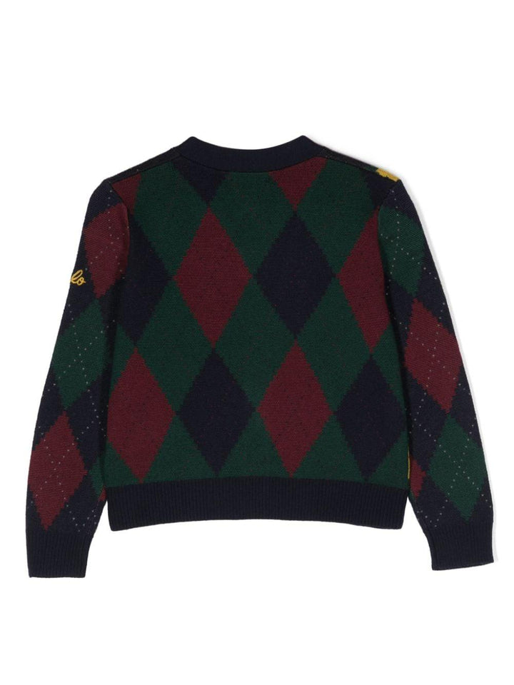 Cardigan blu e multicolor bambina