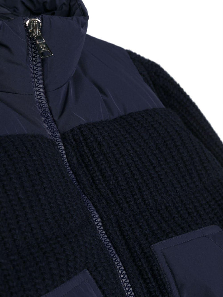 Cardigan blu bambino con tasche<BR/> 9B00004M1241 750 Moncler Kids 