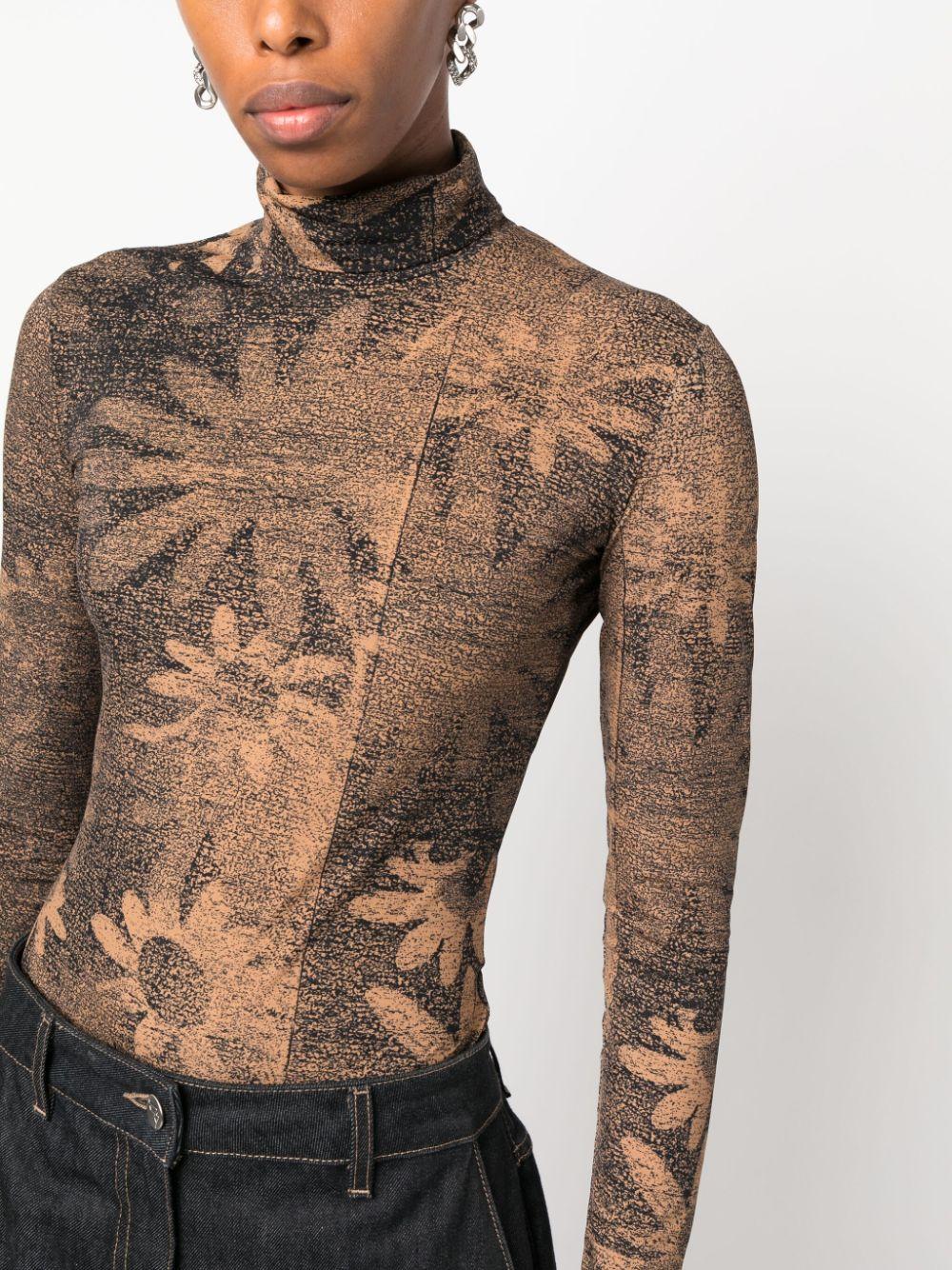 Body color caffè donna con stampa a fiori S62NA0066S24636 001S MM6 