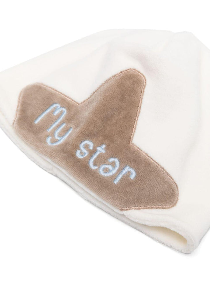 Cuffia bianca opaco neonata con applicazione