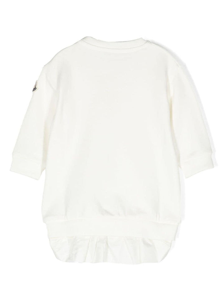 Abito bianco neonata con maniche lunghe e logo applicato 8I0000689A23 034 Moncler Kids 