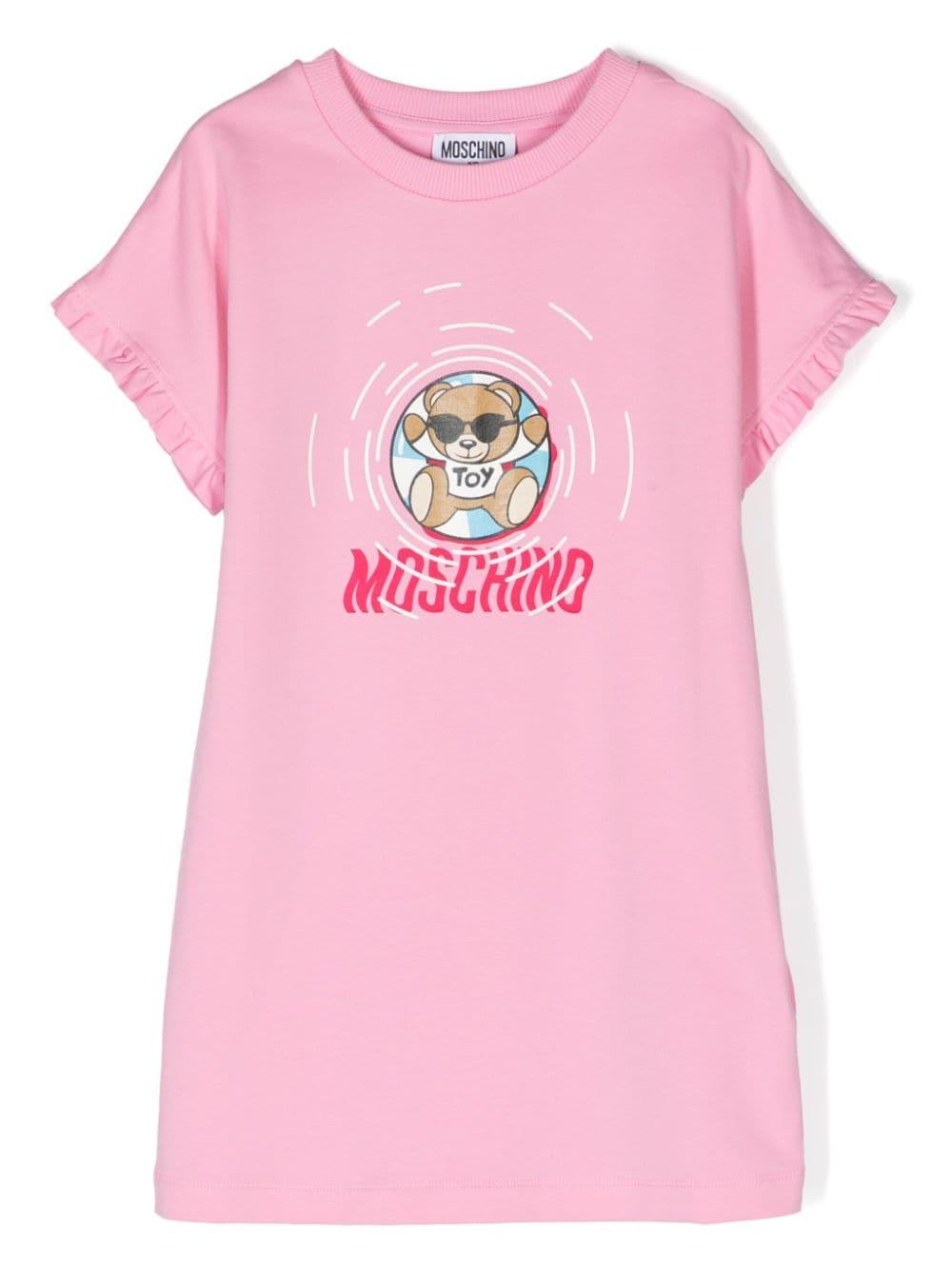 Abito bambina rosa/multicolore HDV0F4LDA13 50206 MOSCHINO KIDS 