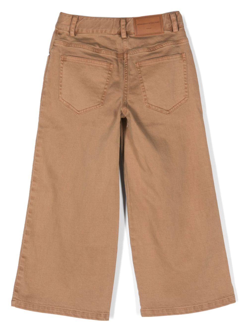 Pantaloni marrone cammello bambina con logo ricamato
