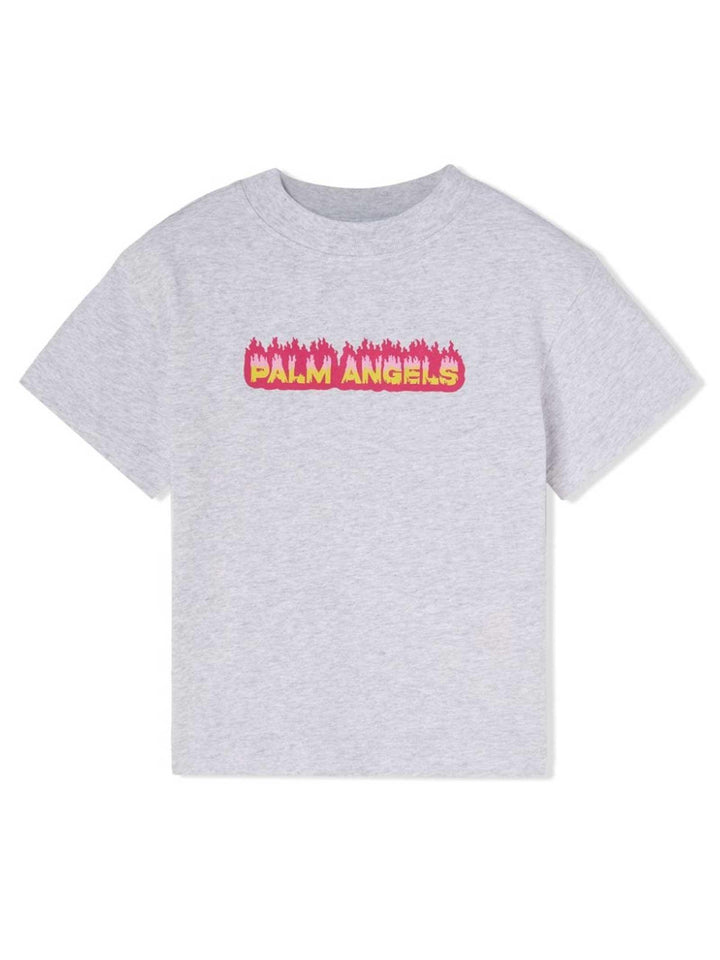 T-shirt grigia bambina con stampa PGAA002F23JER001 0832 PALM ANGELS KIDS 