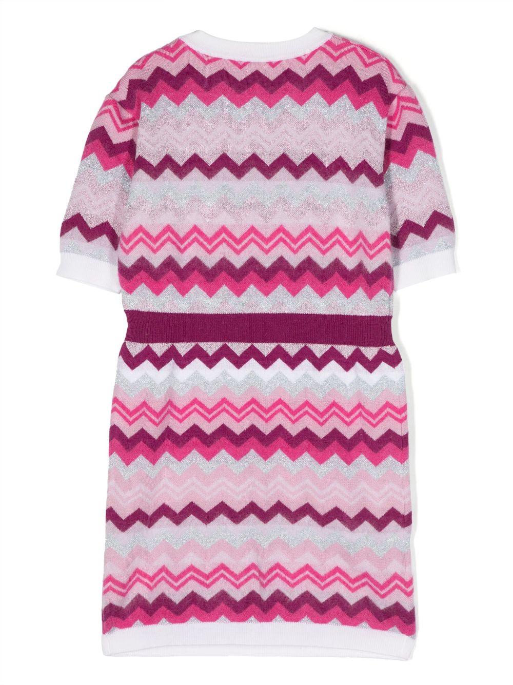 Abito rosa bambina con stampa a zigzag