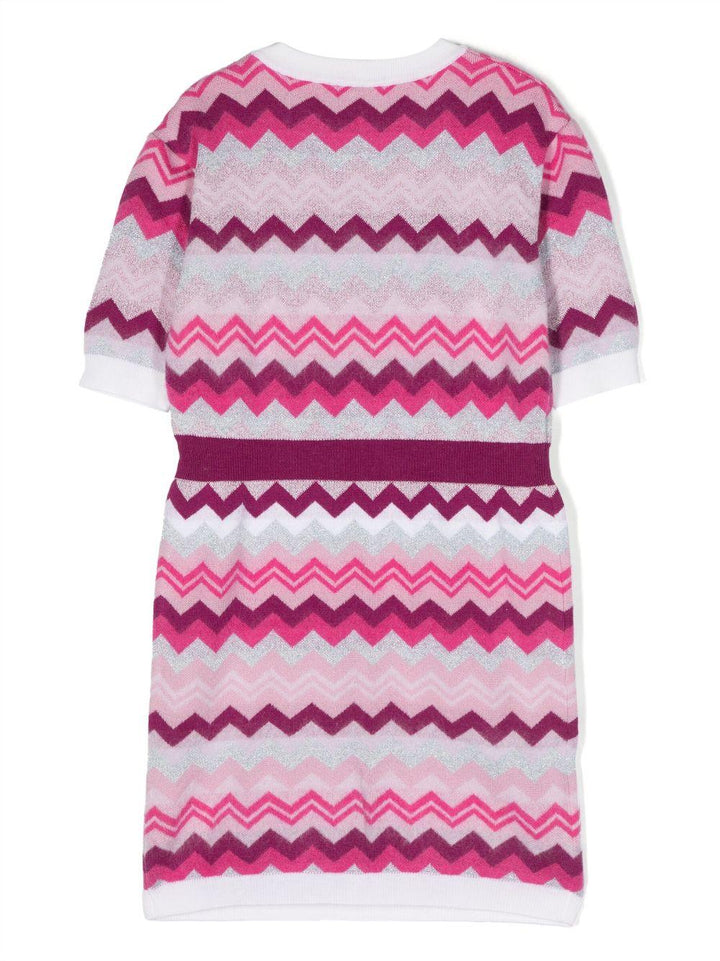 Abito rosa bambina con stampa a zigzag