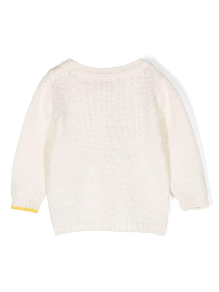 Maglione bianco avorio unisex con motivo animalier