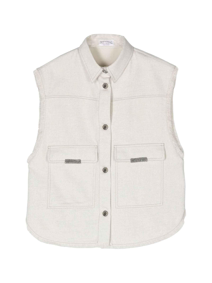 Gilet denim bianco bambino
