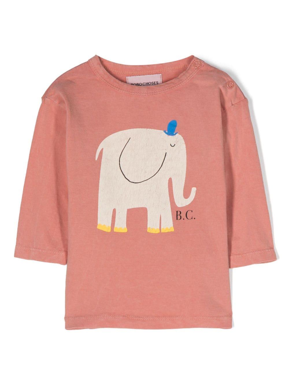 T-shirt rosa salmone neonata con stampa