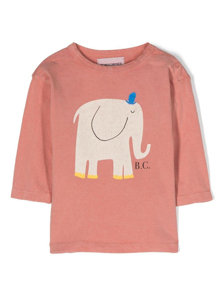 T-shirt rosa salmone neonata con stampa