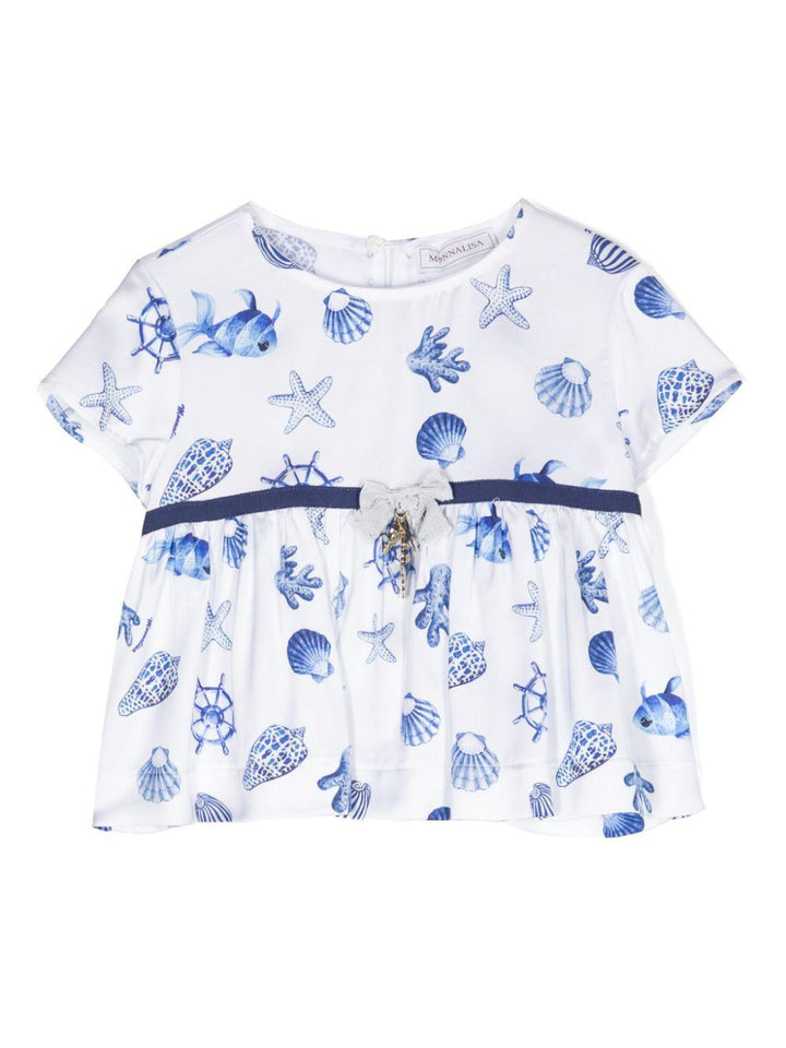 Blusa bianco/blu bambina