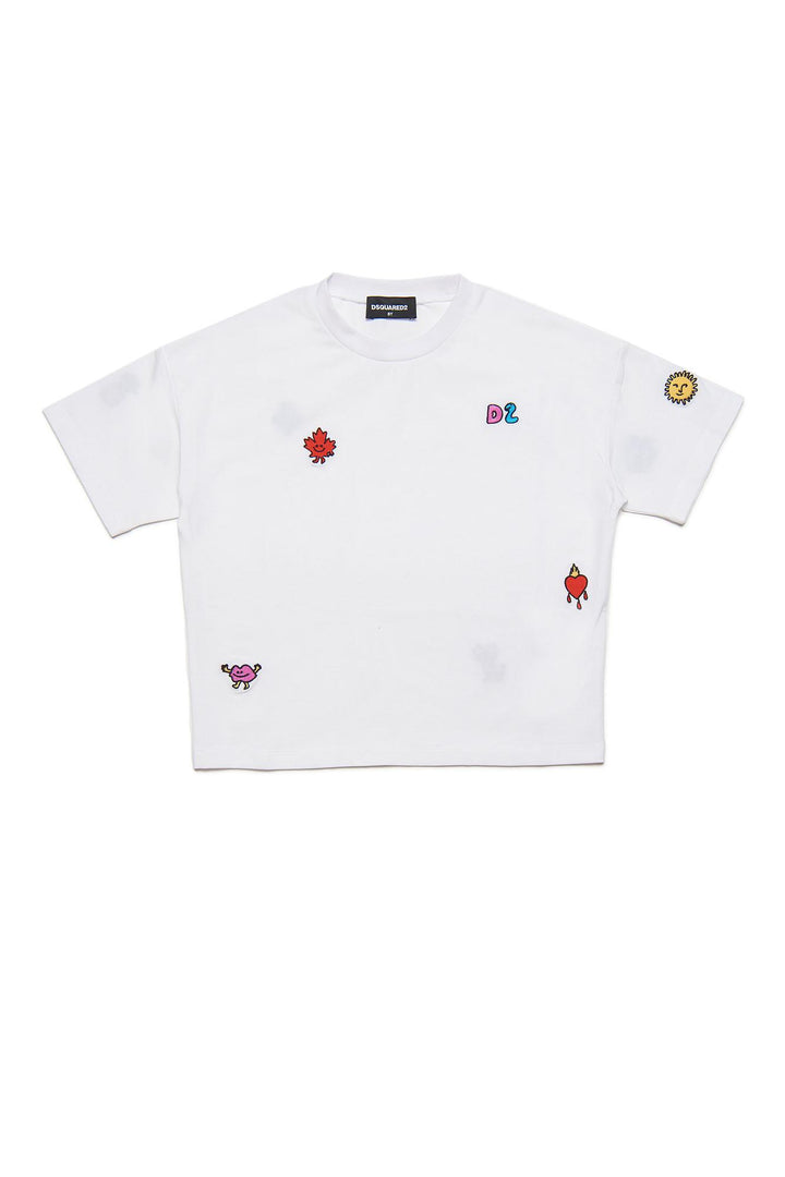 Maglia bianca bambina,con stampa fronte e retro