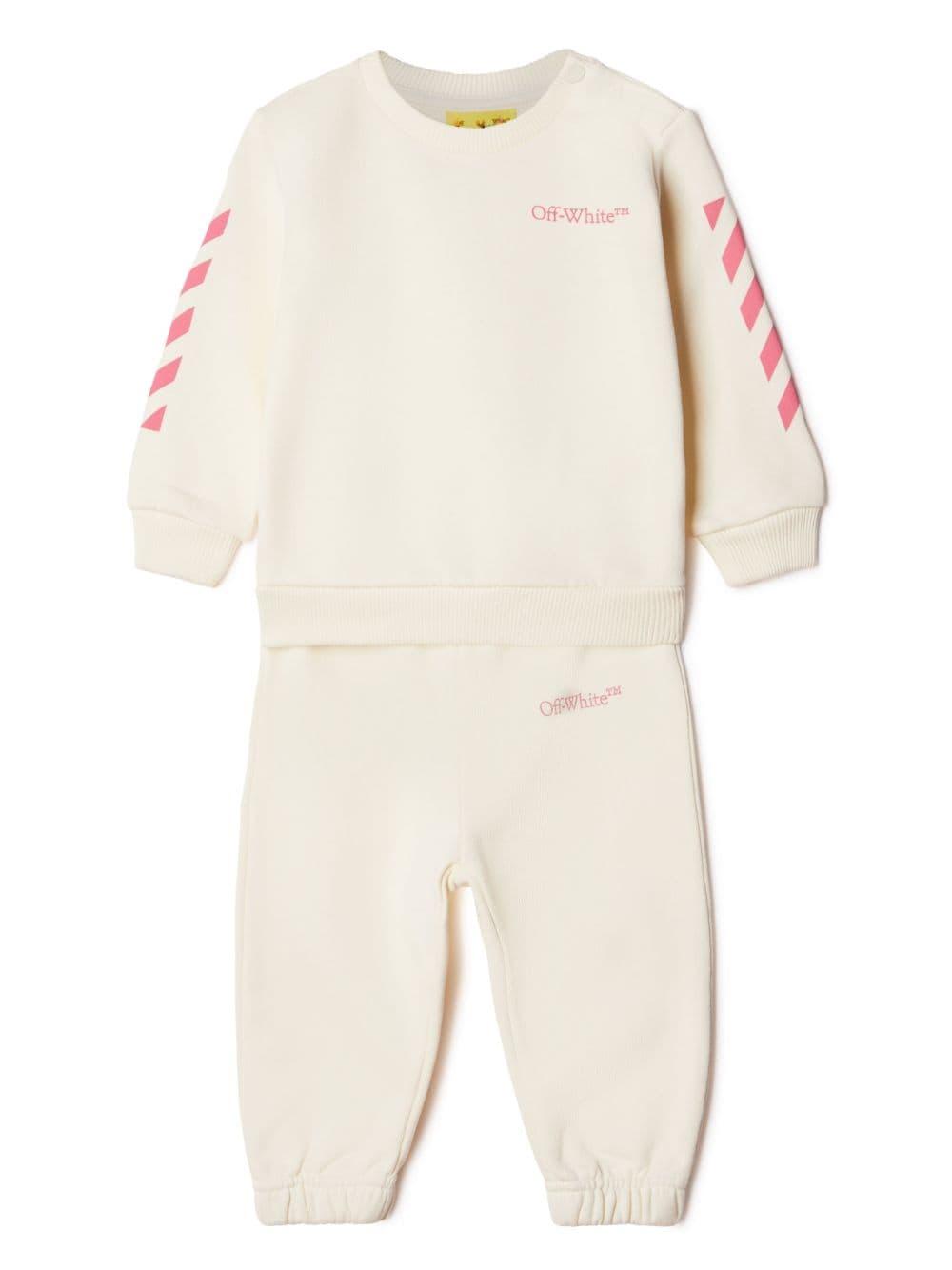 Tuta sportiva bianca opaco neonata con logo OG2X003F23FLE001 0332 off-white kids 