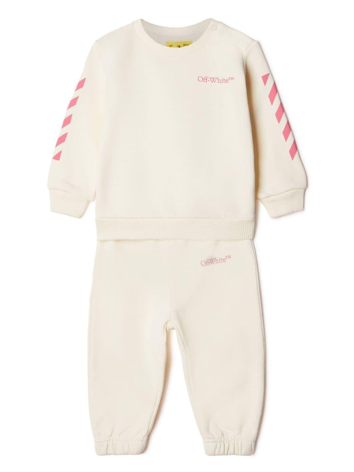 Tuta sportiva bianca opaco neonata con logo OG2X003F23FLE001 0332 off-white kids 