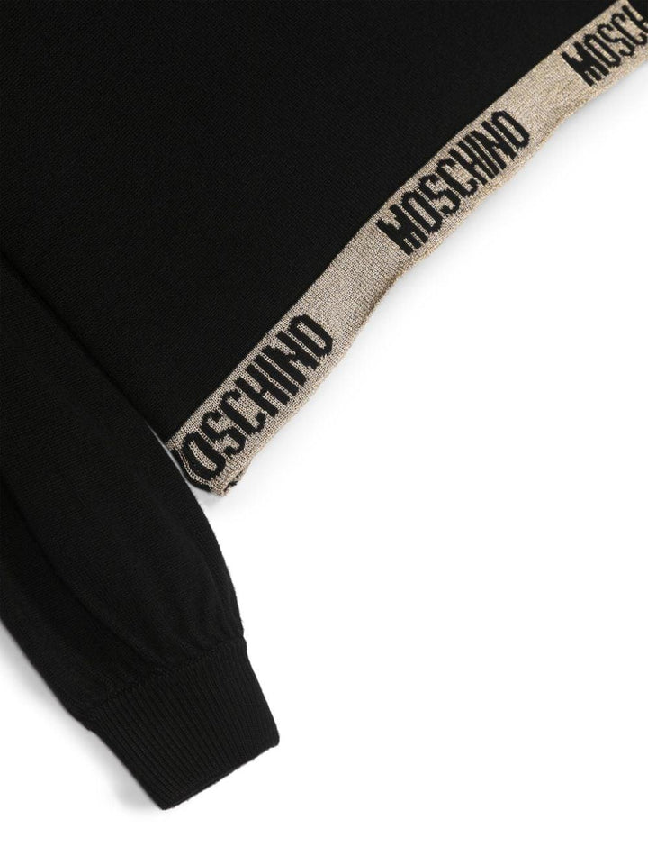 Maglione nero bambina con logo