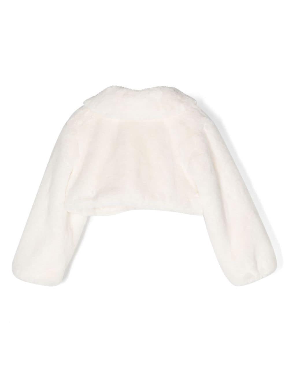 Pelliccia bianca bambina con colletto e maniche lunghe 79B1032748 0001 Monnalisa kids 