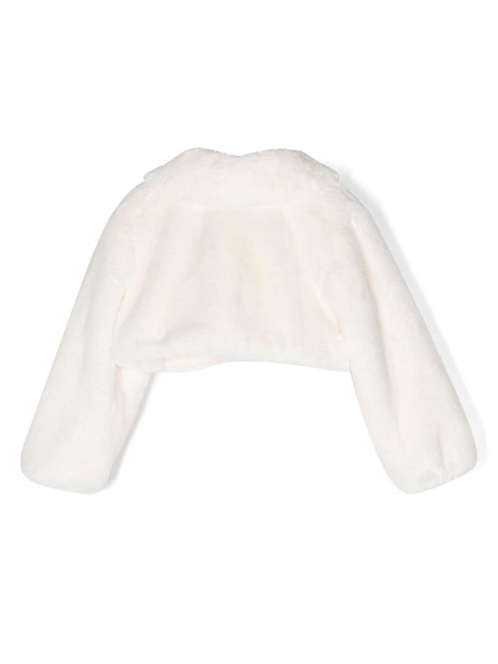 Pelliccia bianca bambina con colletto e maniche lunghe 79B1032748 0001 Monnalisa kids 