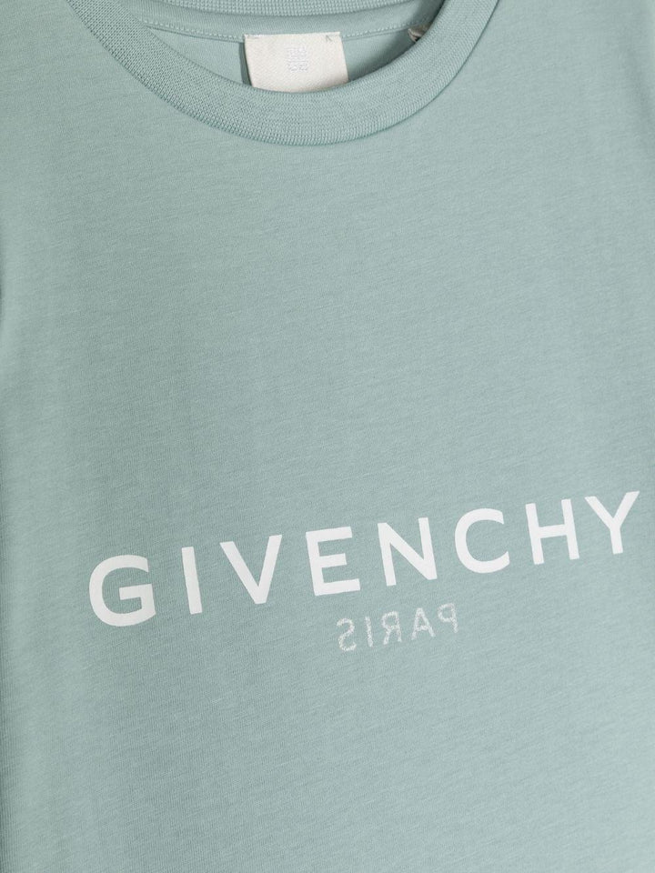 T-shirt turchese bambino con logo stampato H25446 773 Givenchy Kids 
