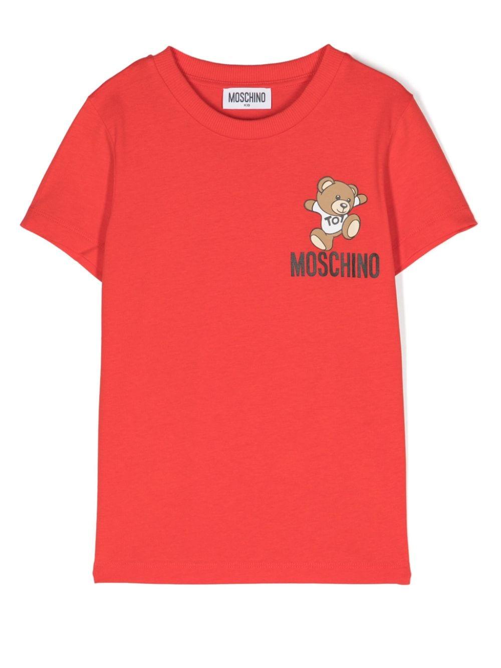 T-shirt rossa bambino HUM04KLAA02 50109 MOSCHINO KIDS 