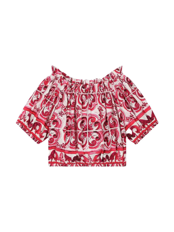 Blusa bianco/fucsia bambina