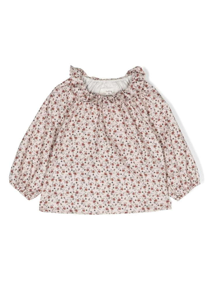 Camicia rosa blush neonata con stampa a fiori