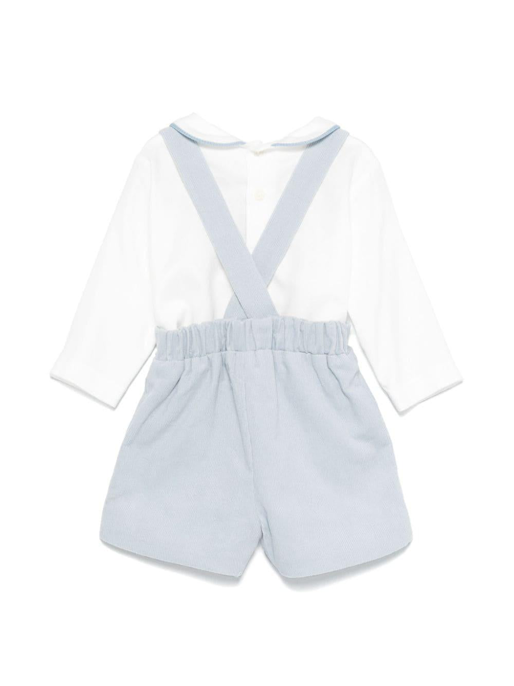 salopette+camicia celeste neonato