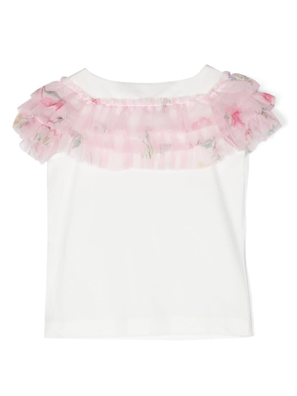T-shirt bianco/rosa bambina