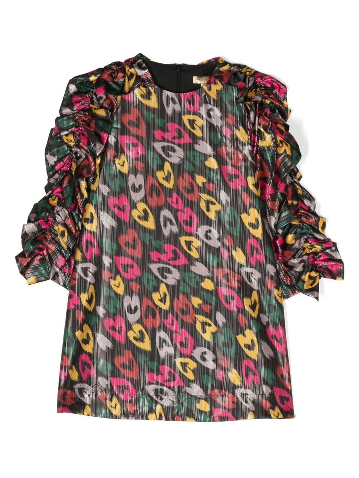 Abito nero e multicolor bambina con stampa grafica