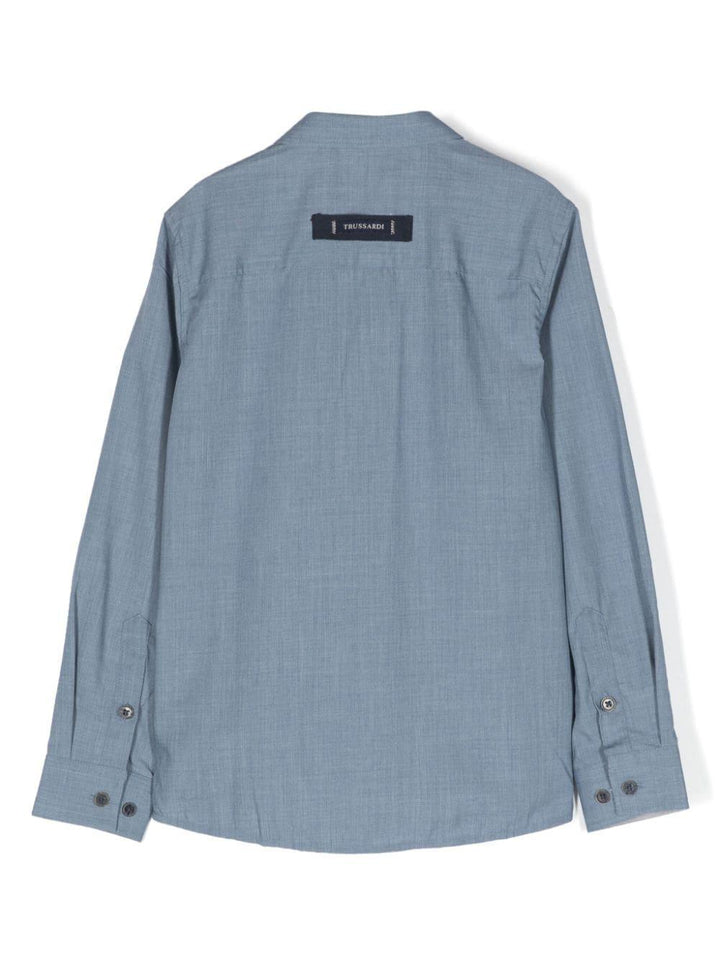 Camicia blu acciaio bambino con logo