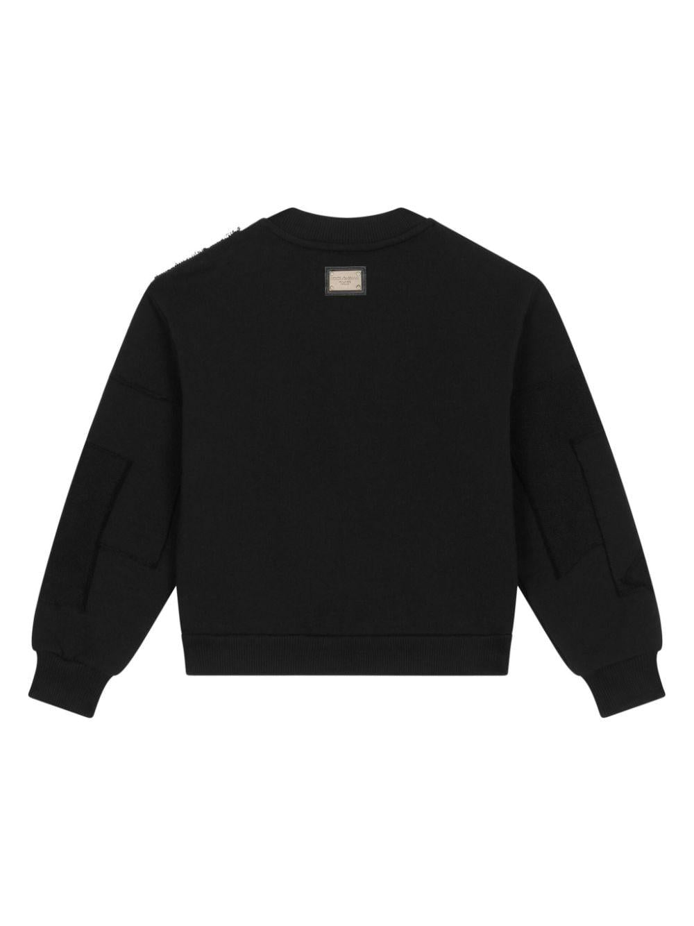 Felpa nera bambino con logo