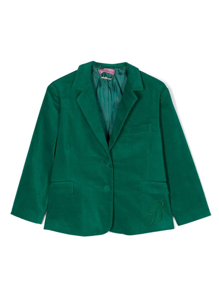 Giacca verde scura bambina con ricamo logo