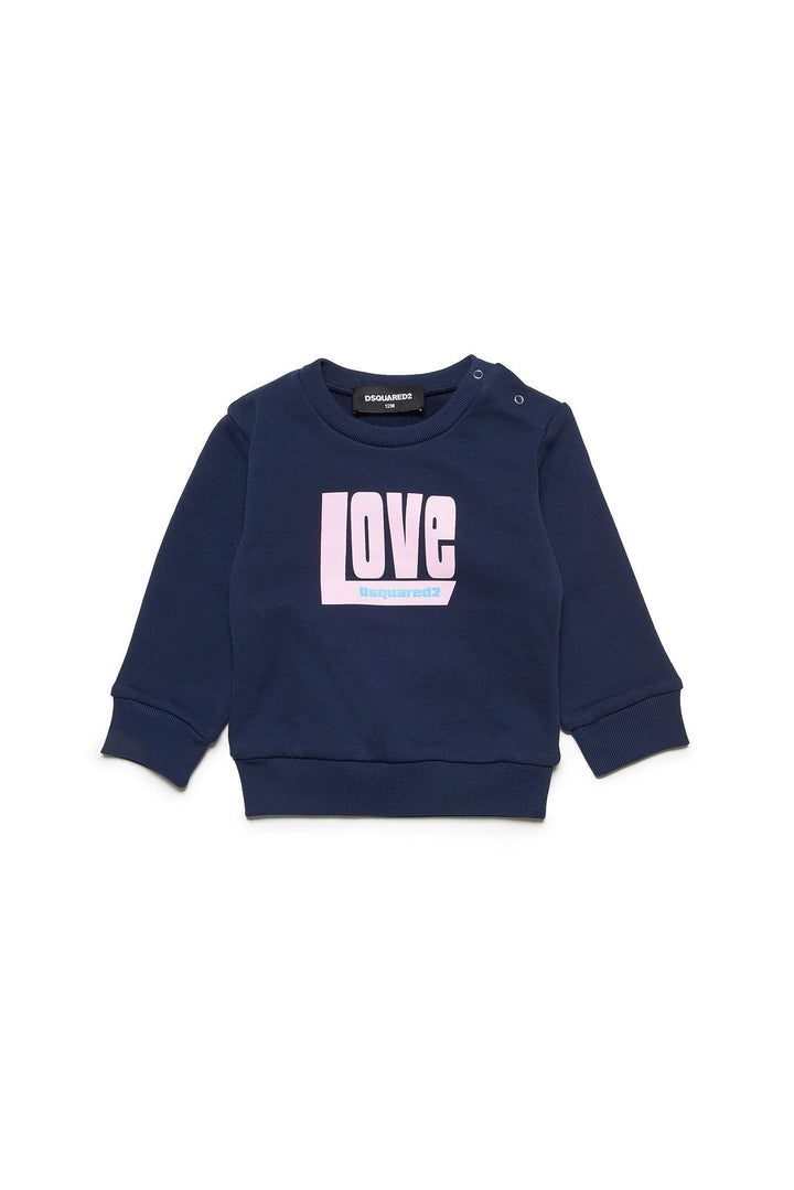 Felpa blu neonata,stampa frontale