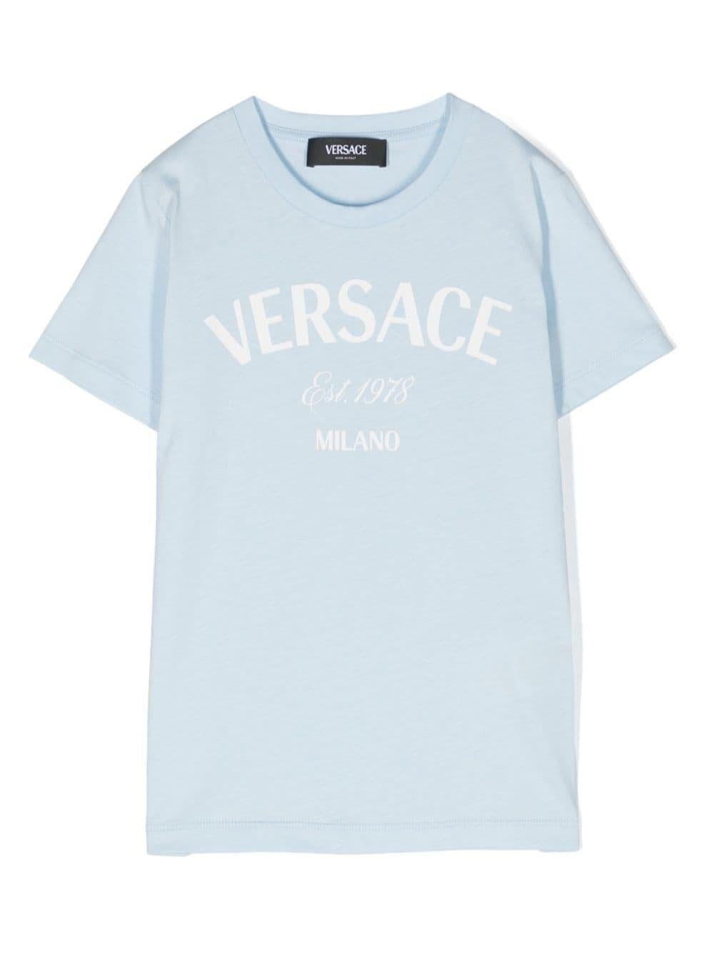 T-shirt celeste unisex 10002391A10796 2VF70 VERSACE 