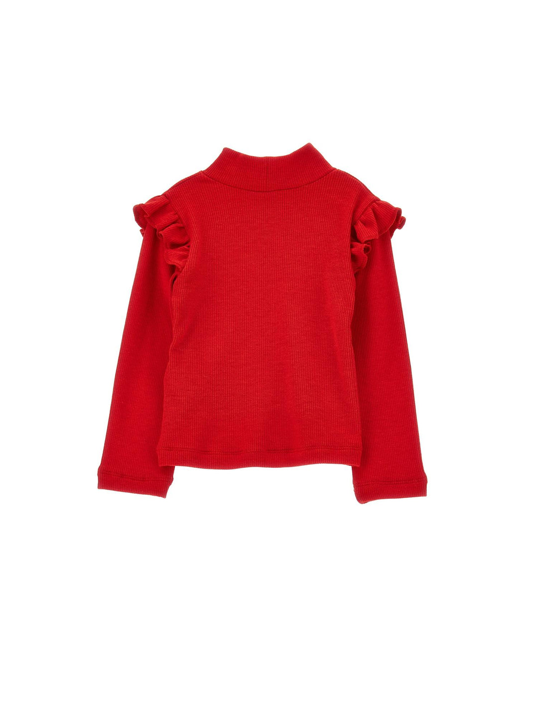 T-shirt rossa neonata con ruches e maniche lunghe