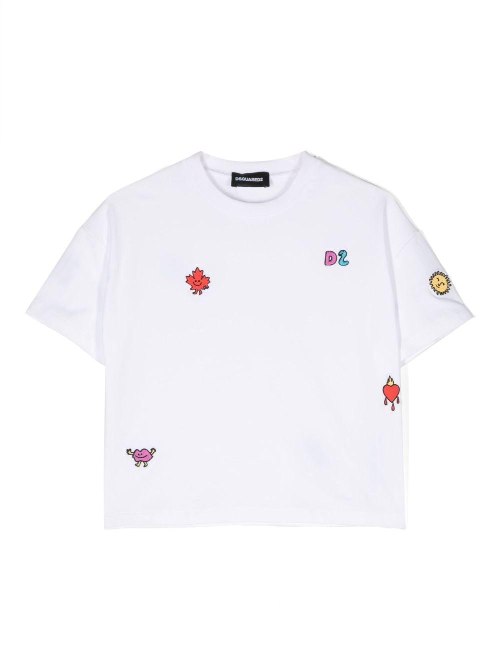 Maglia bianca bambina,con stampa fronte e retro