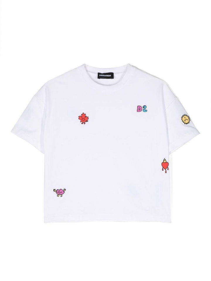 Maglia bianca bambina,con stampa fronte e retro