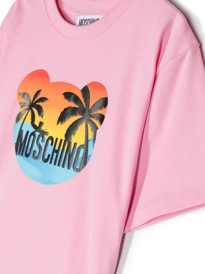 T-shirt bambina rosa/multicolore HUM04SLBA10 50206 MOSCHINO KIDS 