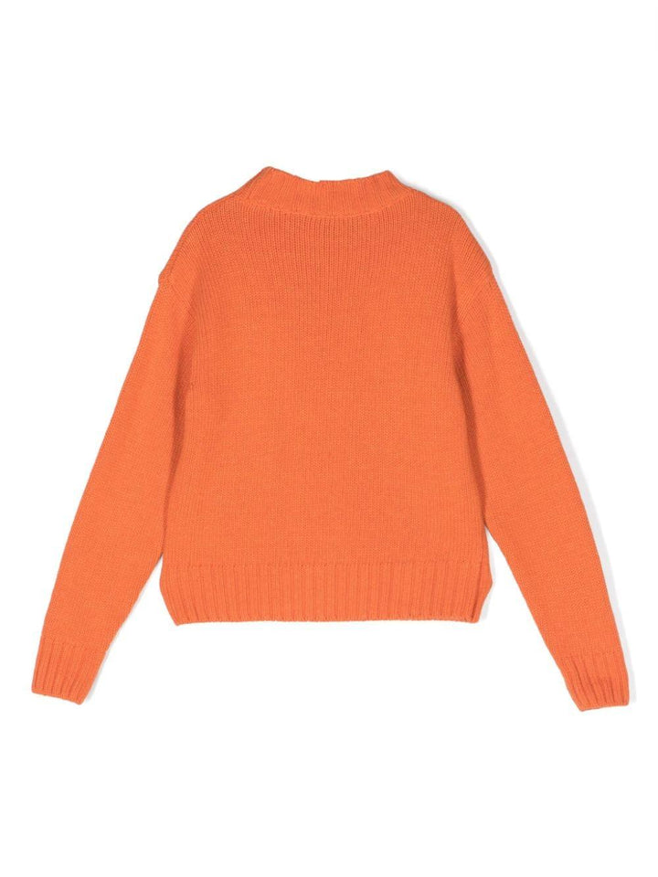 Maglione arancione carota bambina con ricamo